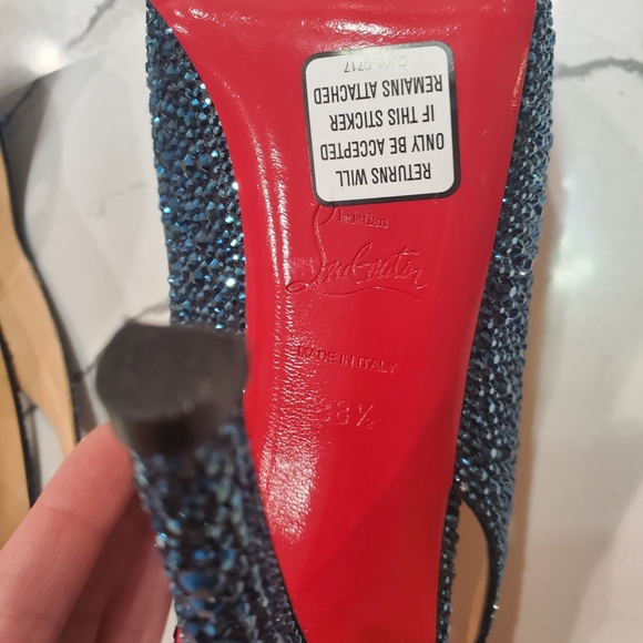 Christian Louboutin Blue Crystal lady peep 38 1/2 - Picture 5 of 12